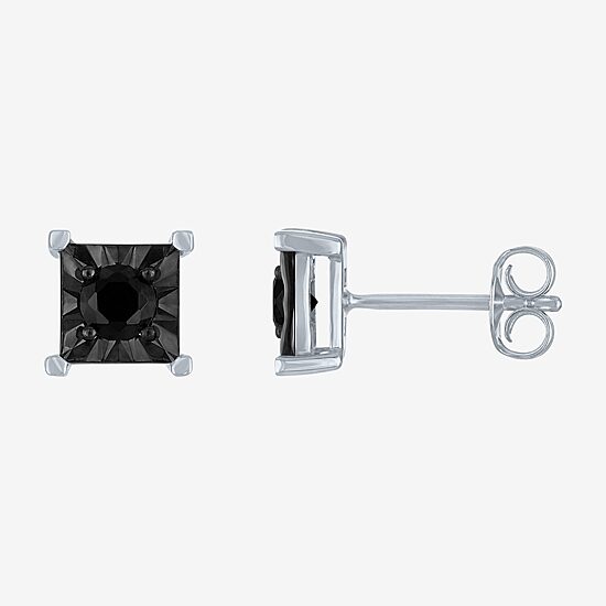 1/2 CT. T.W. Natural Black Diamond Sterling Silver 8.5mm Stud Earrings