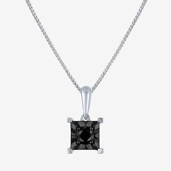 Womens 1/4 CT. T.W. Natural Black Diamond Sterling Silver 18 Inch Pendant Necklace