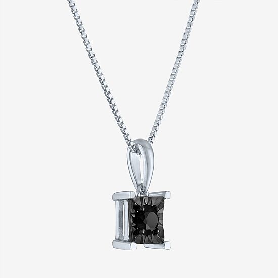Womens 1/4 CT. T.W. Natural Black Diamond Sterling Silver 18 Inch Pendant Necklace