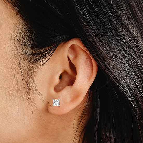 1 3/8 CT. T.W. Lab-Grown (G / Si1-Si2) Diamond Princess-cut Stud Earrings in 10K or 14K Gold