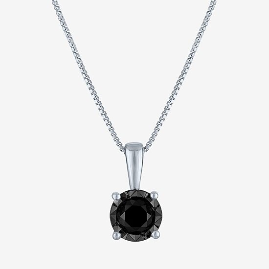 Womens 1/2 CT. Natural Black Diamond Sterling Silver 18 Inch Pendant Necklace