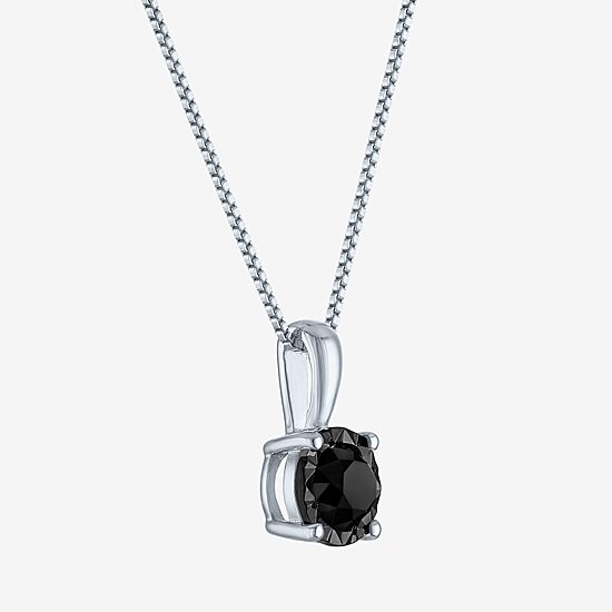 Womens 1/2 CT. Natural Black Diamond Sterling Silver 18 Inch Pendant Necklace