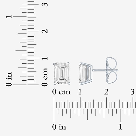 ( /E-F/Si1-Si2 ) 3 CT. T.W. Lab-GrownDiamond 14K Gold 8.1mm Emerald Stud Earrings
