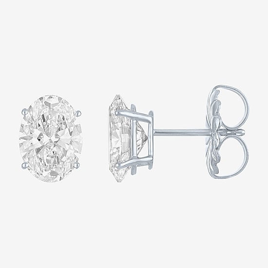 ( E-F/Si1-Si2 ) 3 CT. T.W. Lab-Grown Diamond 14K Gold 9mm Oval Stud Earrings