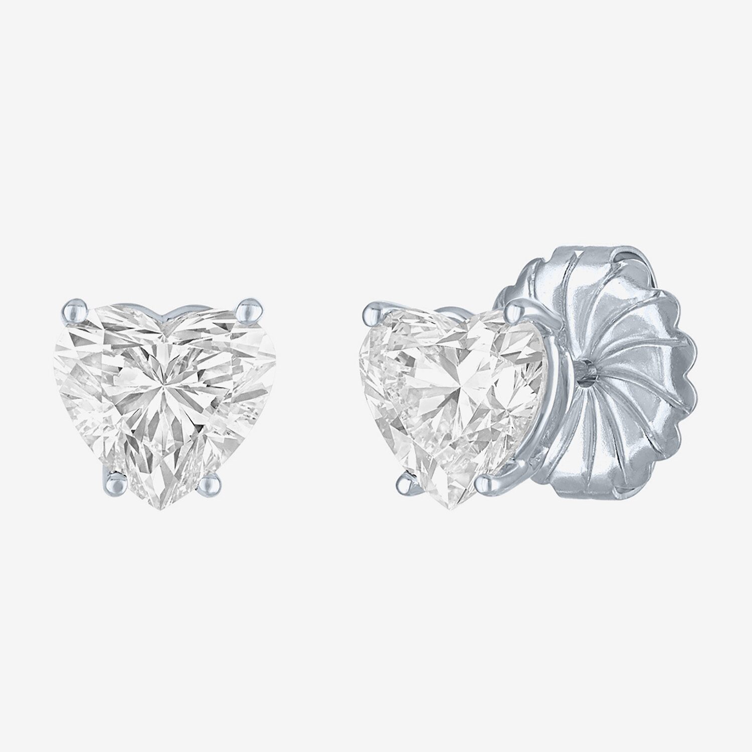 ( E-F/Si1-Si2 ) 3 CT. T.W. Lab-Grown Diamond 14K Gold 8.1mm Heart Stud Earrings