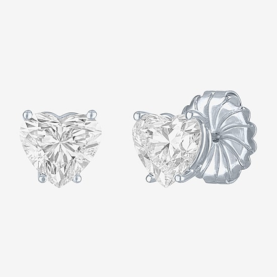 ( E-F/Si1-Si2 ) 3 CT. T.W. Lab-Grown Diamond 14K Gold 8.1mm Heart Stud Earrings