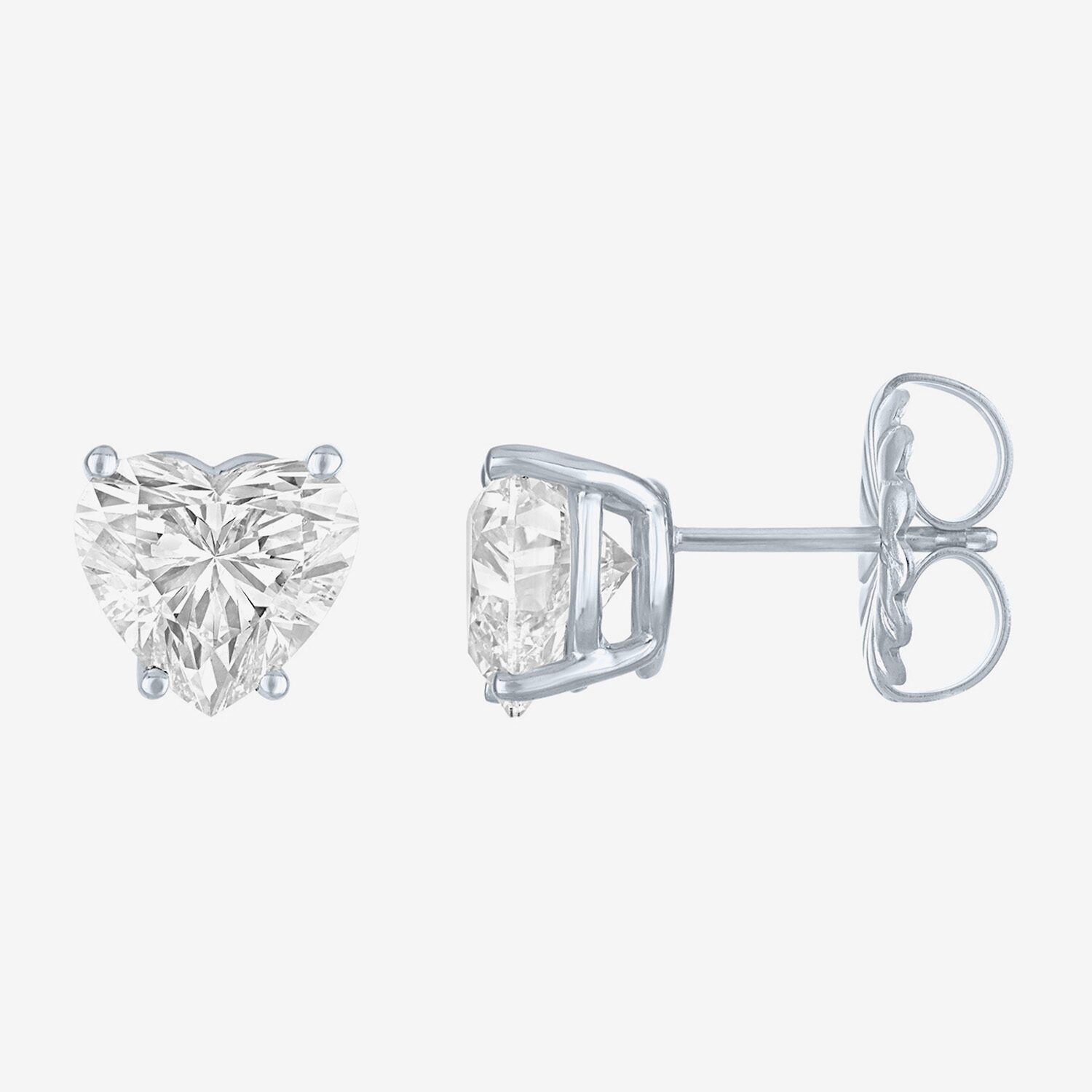 ( E-F/Si1-Si2 ) 3 CT. T.W. Lab-Grown Diamond 14K Gold 8.1mm Heart Stud Earrings