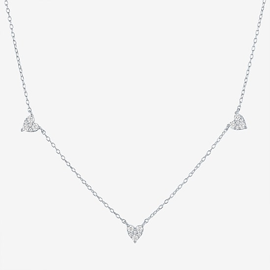 Yes, Please! (G-H, Si2-I1) Womens 1/4 CT. T.W. Lab Grown White Diamond Sterling Silver Heart 18 Inch Pendant Necklace