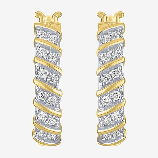 Yes, Please! Womens 1/4 CT. T.W. Lab Grown White Diamond Sterling Silver 17.5mm Hoop Earrings
