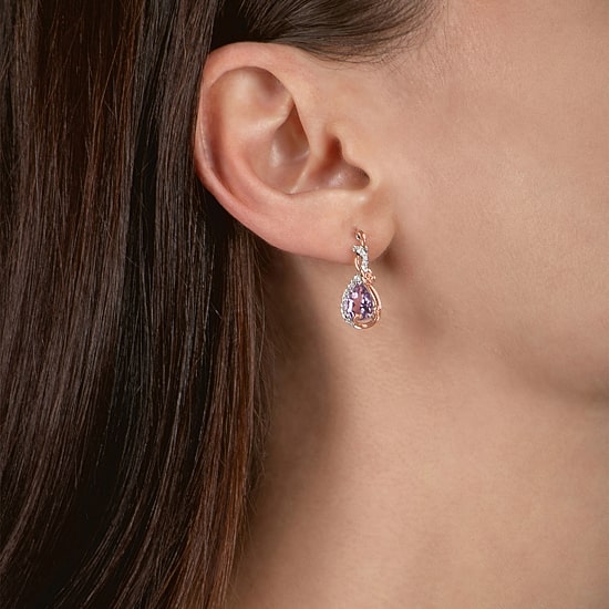 Enchanted Disney Fine Jewelry Womens 1/10 CT. T.W. Genuine Purple Amethyst 14K Two Tone Gold Over Silver Princess Rapunzel Drop Earrings