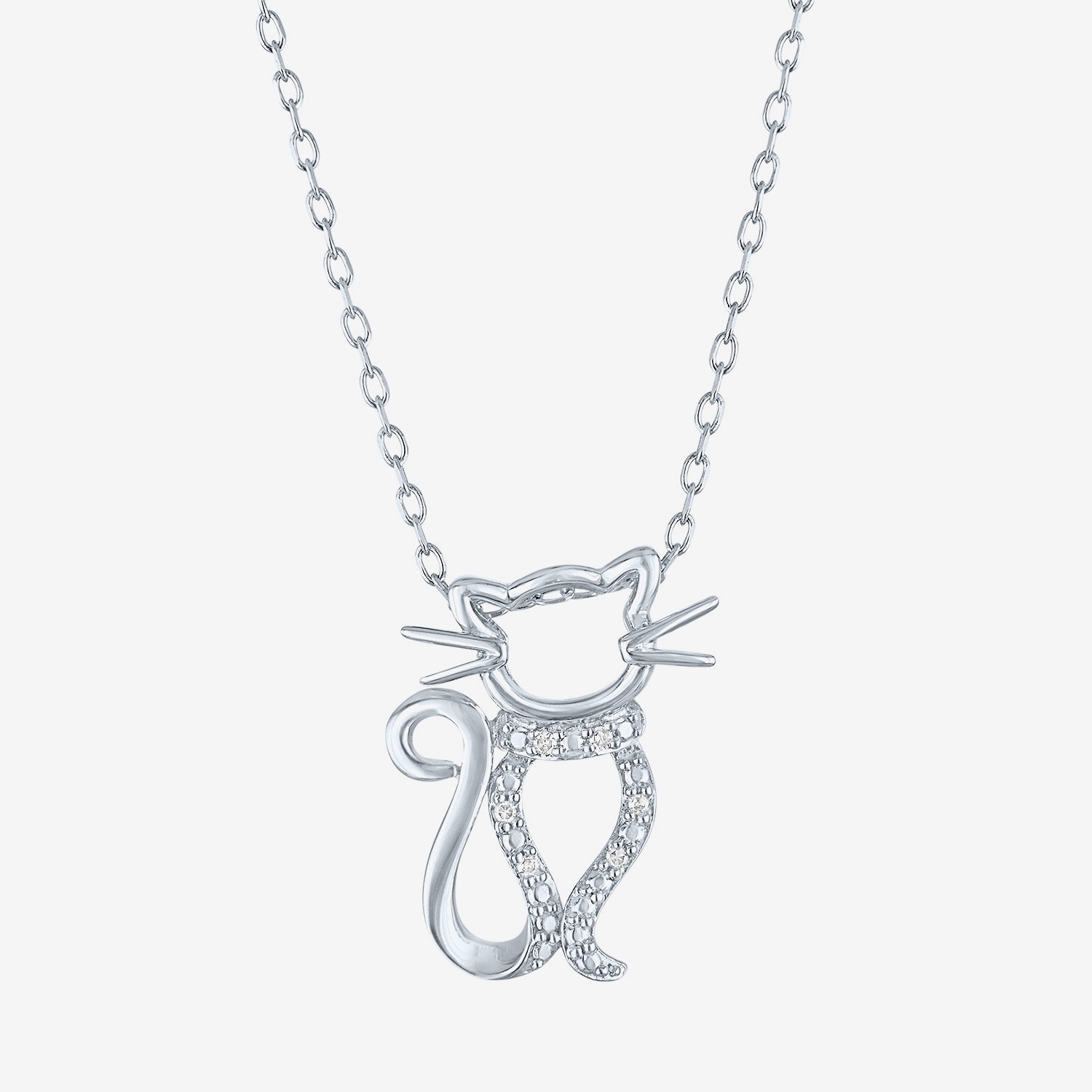 Diamond Accent (G-H Womens Diamond Accent Lab Grown White Diamond Accent Sterling Silver 16 Inch Pendant Necklace