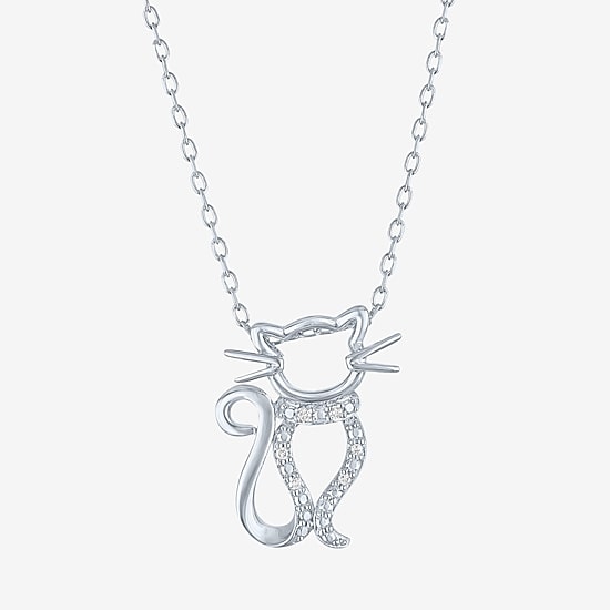 Diamond Accent (G-H Womens Diamond Accent Lab Grown White Diamond Accent Sterling Silver 16 Inch Pendant Necklace