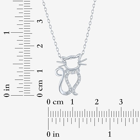 Diamond Accent (G-H Womens Diamond Accent Lab Grown White Diamond Accent Sterling Silver 16 Inch Pendant Necklace
