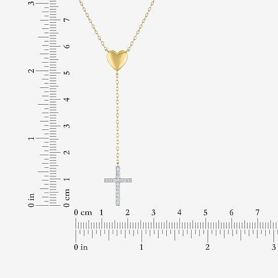 Cross/Heart(Gh / Si2 I1) Womens 1/10 CT. T.W. Lab Grown White Diamond 14K Gold Over Silver Sterling Silver Cross Heart 16 Inch Pendant Necklace
