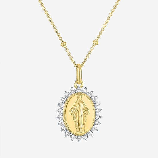 Miraculous(G-H, Si2-I1) Womens 1/4 CT. T.W. Lab Grown White Diamond 14K Gold Over Silver Round 18 Inch Pendant Necklace