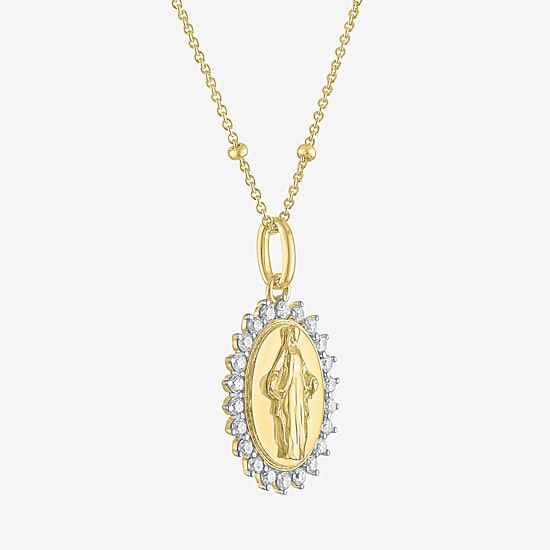 Miraculous(G-H, Si2-I1) Womens 1/4 CT. T.W. Lab Grown White Diamond 14K Gold Over Silver Round 18 Inch Pendant Necklace