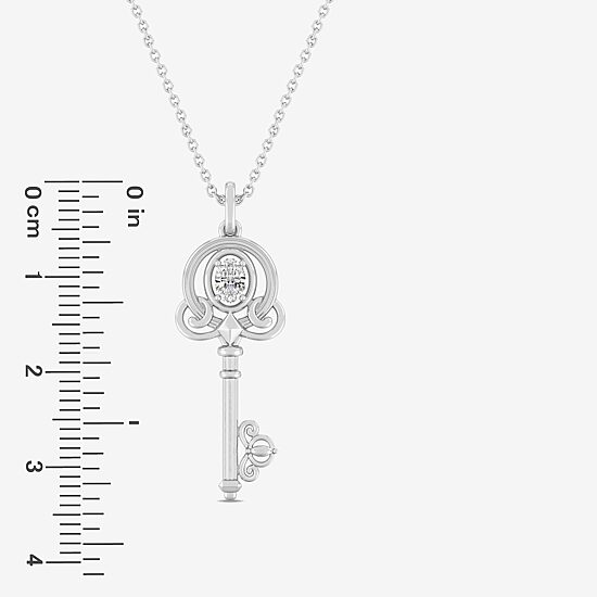 Enchanted Disney Fine Jewelry (F,Si1) Womens 1/4 CT. Lab Grown White Diamond Sterling Silver Keys 18 Inch Pendant Necklace