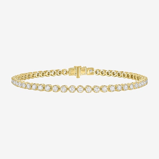 (G-H / Si2-I1) Womens 3 CT. T.W. Lab Grown White Diamond 14K Gold Over Silver 7.25 Inch Tennis Bracelet