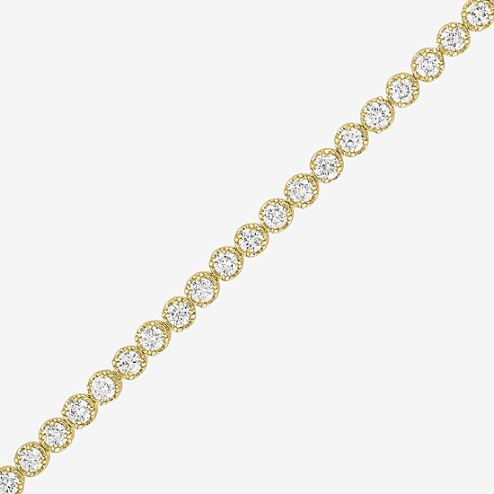 (G-H / Si2-I1) Womens 3 CT. T.W. Lab Grown White Diamond 14K Gold Over Silver 7.25 Inch Tennis Bracelet