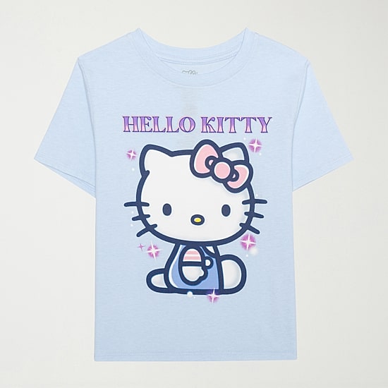 Little & Big Kid Girls Crew Neck Short Sleeve Regular Fit Hello Kitty Graphic T-Shirt