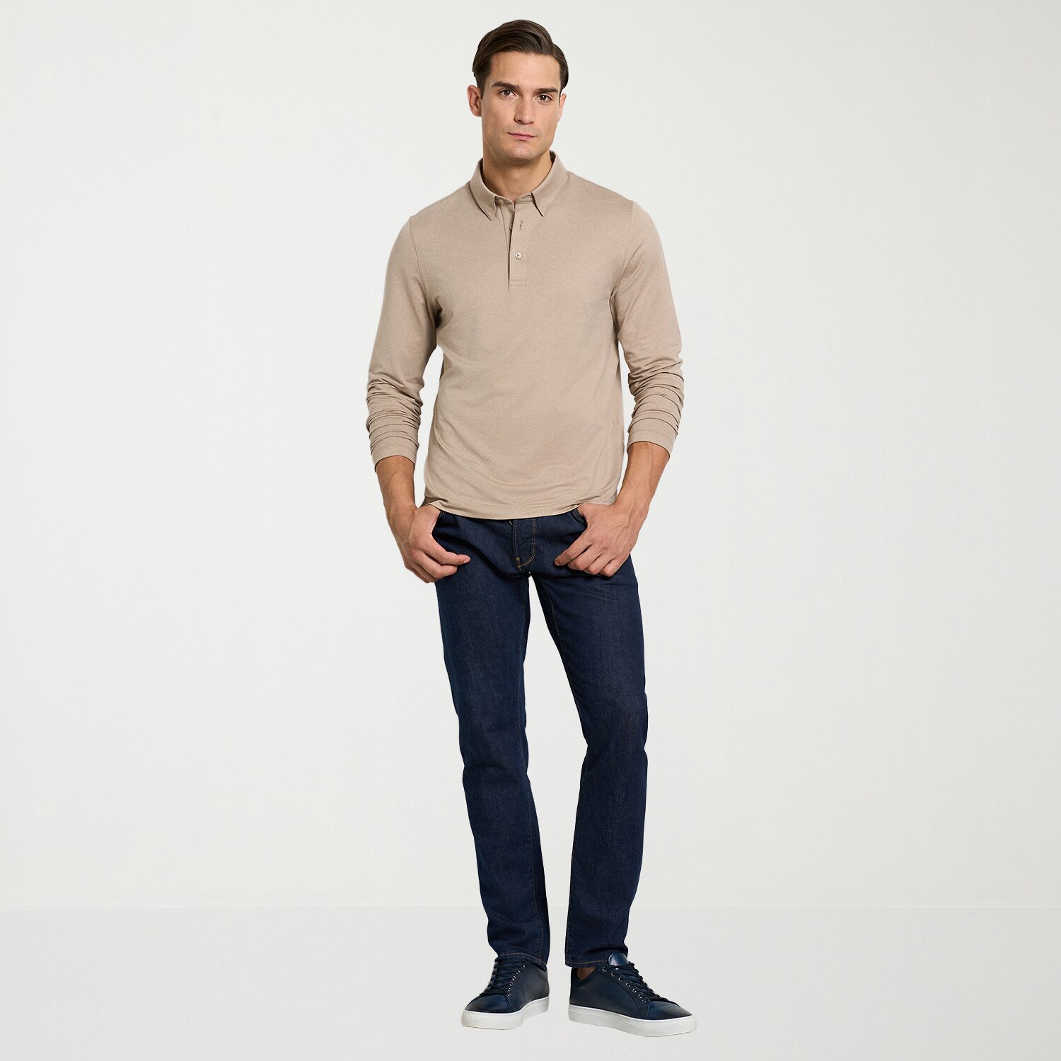 Van Heusen Performance Mens Regular Fit Long Sleeve Polo Shirt