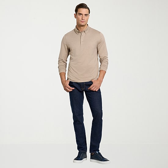 Van Heusen Performance Mens Regular Fit Long Sleeve Polo Shirt