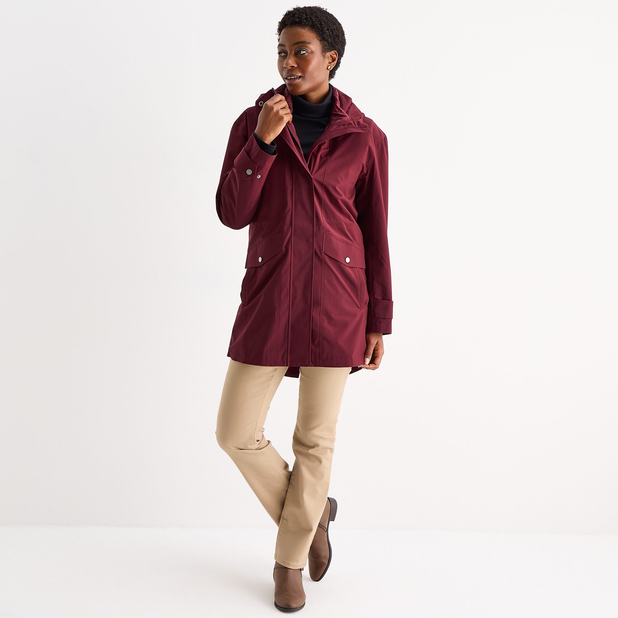 St. John's Bay Womens Hooded Midweight System Jacket