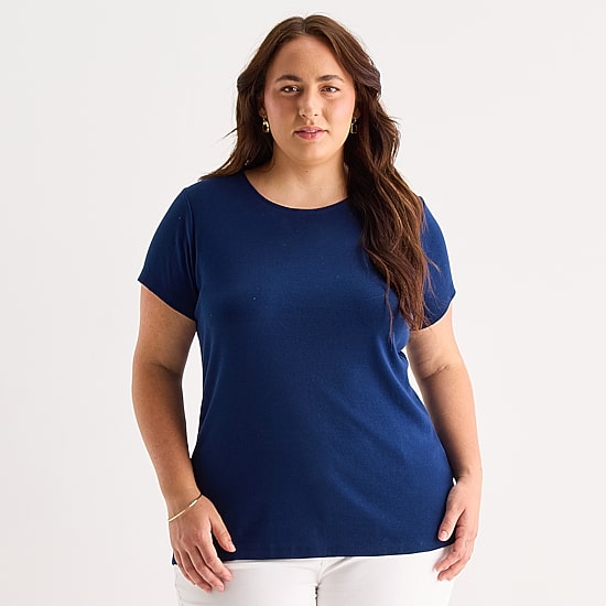 St. John's Bay Womens Plus Crew Neck Short Sleeve T-Shirt