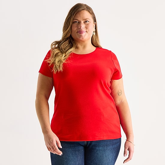 St. John's Bay Womens Plus Crew Neck Short Sleeve T-Shirt