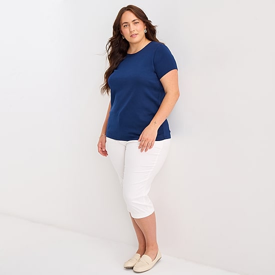 St. John's Bay Womens Plus Crew Neck Short Sleeve T-Shirt