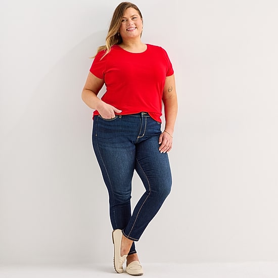 St. John's Bay Womens Plus Crew Neck Short Sleeve T-Shirt