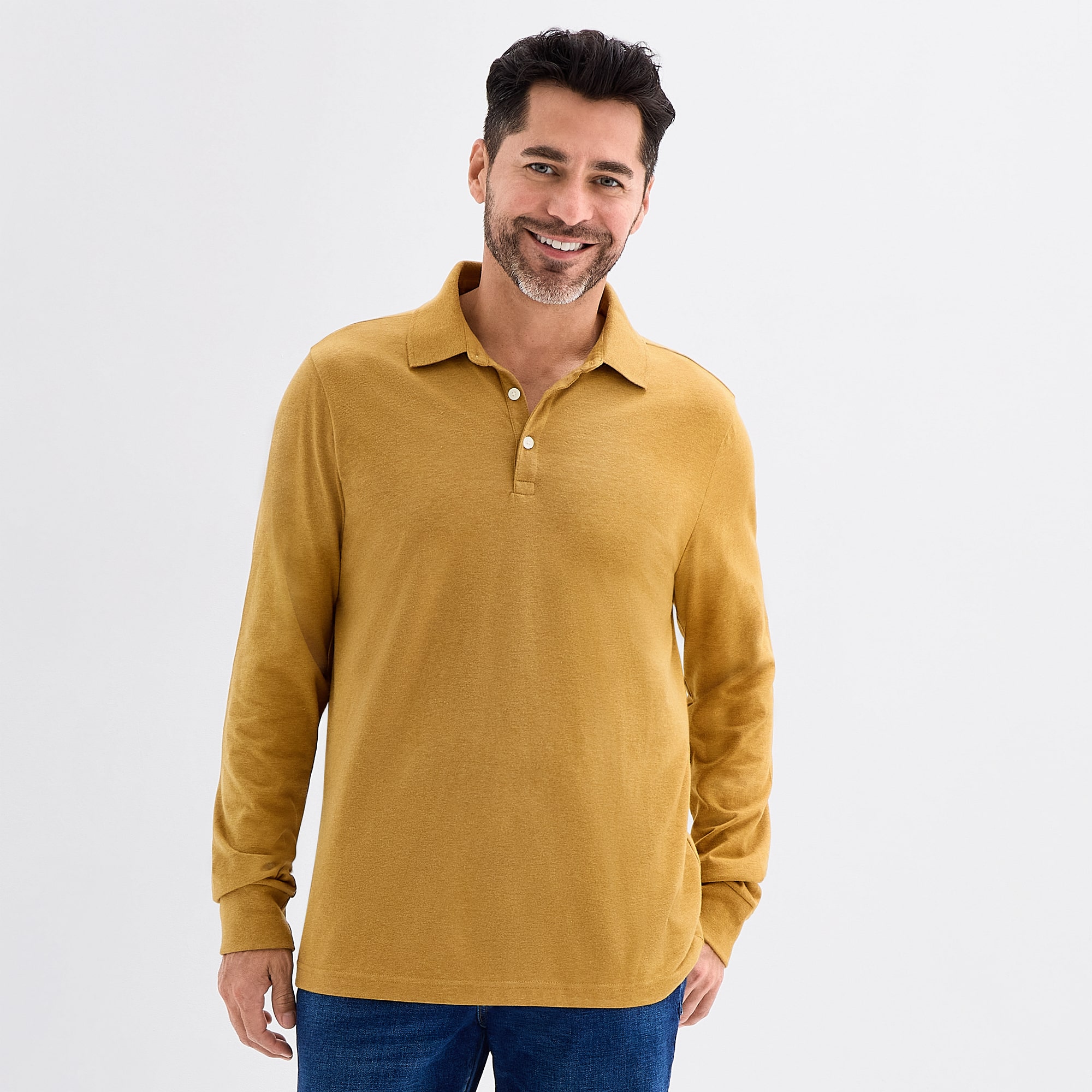 St. John's Bay Super Soft Jersey Mens Classic Fit Long Sleeve Polo Shirt