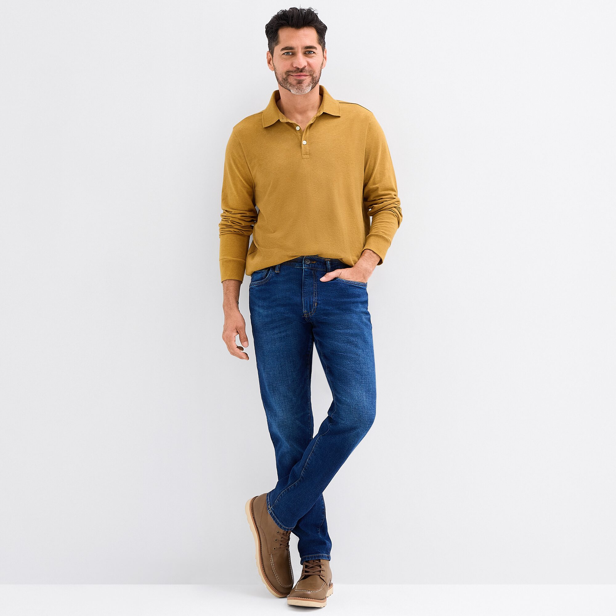 St. John's Bay Super Soft Jersey Mens Classic Fit Long Sleeve Polo Shirt