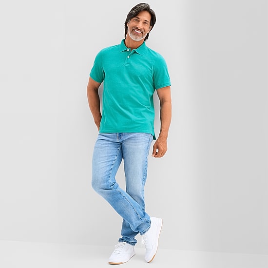 St. John's Bay Premium Stretch Mens Classic Fit Short Sleeve Polo Shirt