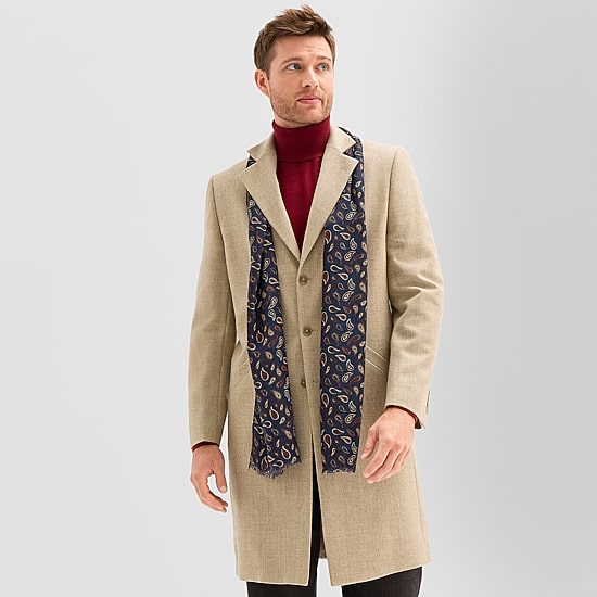 Stafford Wool Blend With Scarf Mens Topcoat Coat