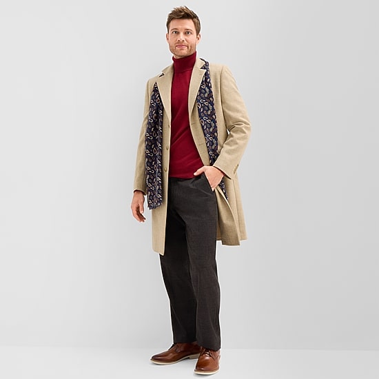 Stafford Wool Blend With Scarf Mens Topcoat Coat