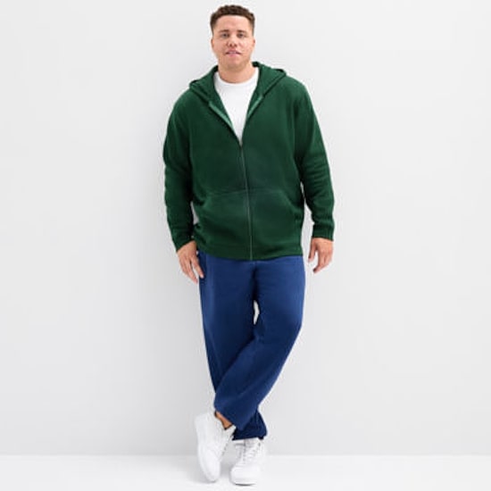Xersion Quick Dry Cotton Blend Fleece Mens Long Sleeve Fleece Zipper Active Big and Tall Hoodie