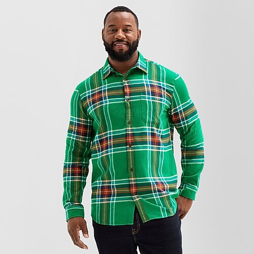 St. John's Bay Mens Long Sleeve Regular Fit Big and Tall Flannel Shirt, 2x-large Tall, Green
