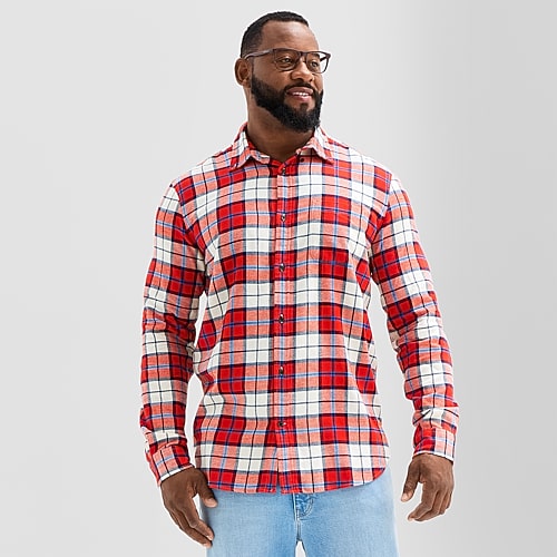 St. John's Bay Mens Long Sleeve Regular Fit Big and Tall Flannel Shirt, 4x-large, Red