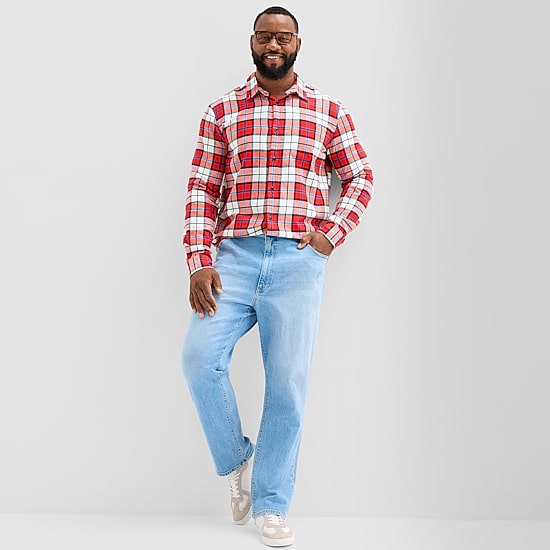 St. John's Bay Mens Long Sleeve Regular Fit Big and Tall Flannel Shirt