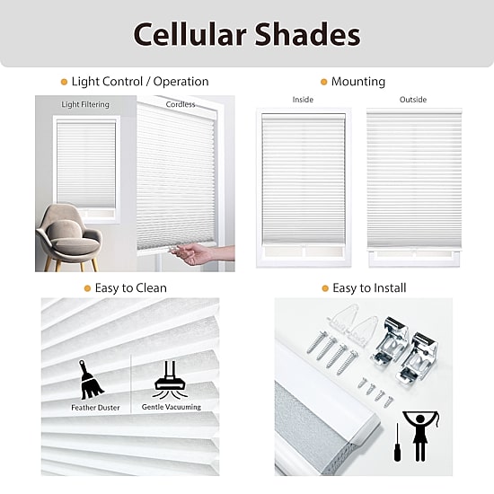 Eco Estates Honeycomb Cut-To-Width Cordless Light-Filtering Cellular Shade