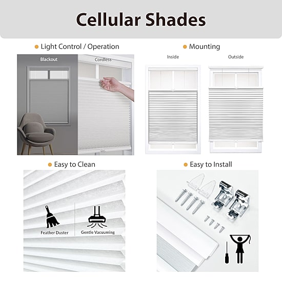 Eco Estates Cut-To-Width Cordless Top Down Bottom Up Blackout Cellular Shade