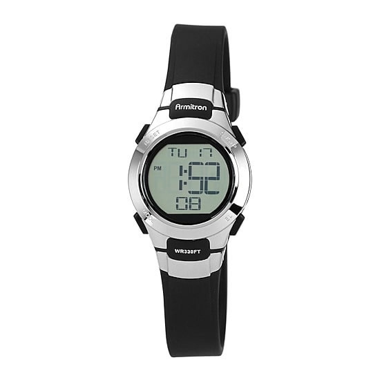 Armitron Womens Chronograph Multi-Function Digital Black Strap Watch 45/7012blk
