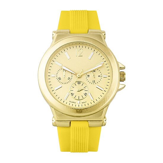 Womens Yellow Silicone Strap Boyfriend Watch
