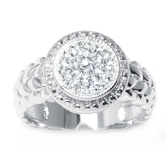 Sparkle Allure Pure Silver Over Brass Clear Crystal Cocktail Ring