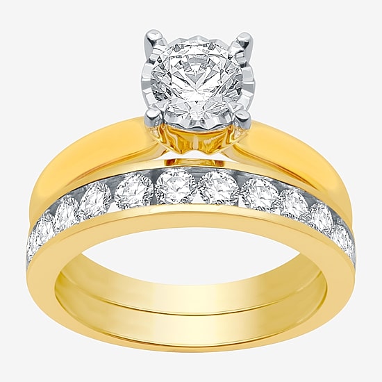 (H-I / I1) Round 1 1/2 CT. T.W. Lab Grown Diamond Bridal Set in 10K or 14K Gold