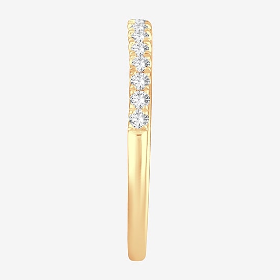 Womens 1/4 CT. T.W. Natural White Diamond 10K Gold Wedding Band