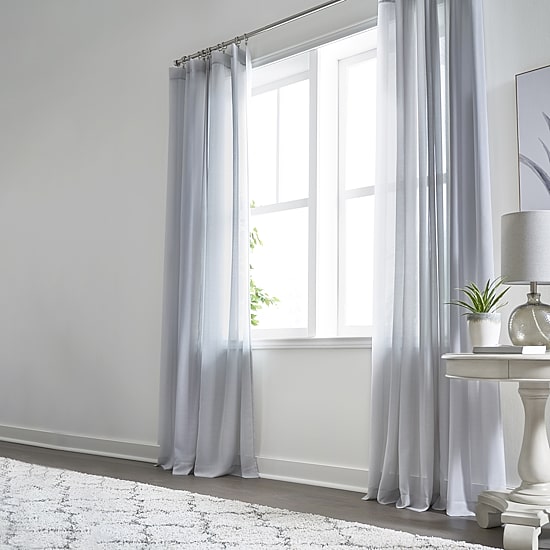 Home Expressions Remy Solid Rod Pocket Sheer Single Curtain Panel