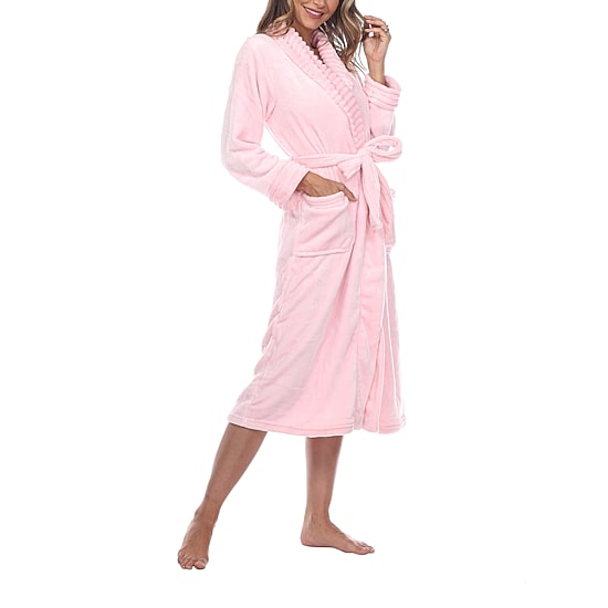 White Mark Womens Long Sleeve Long Length Robe