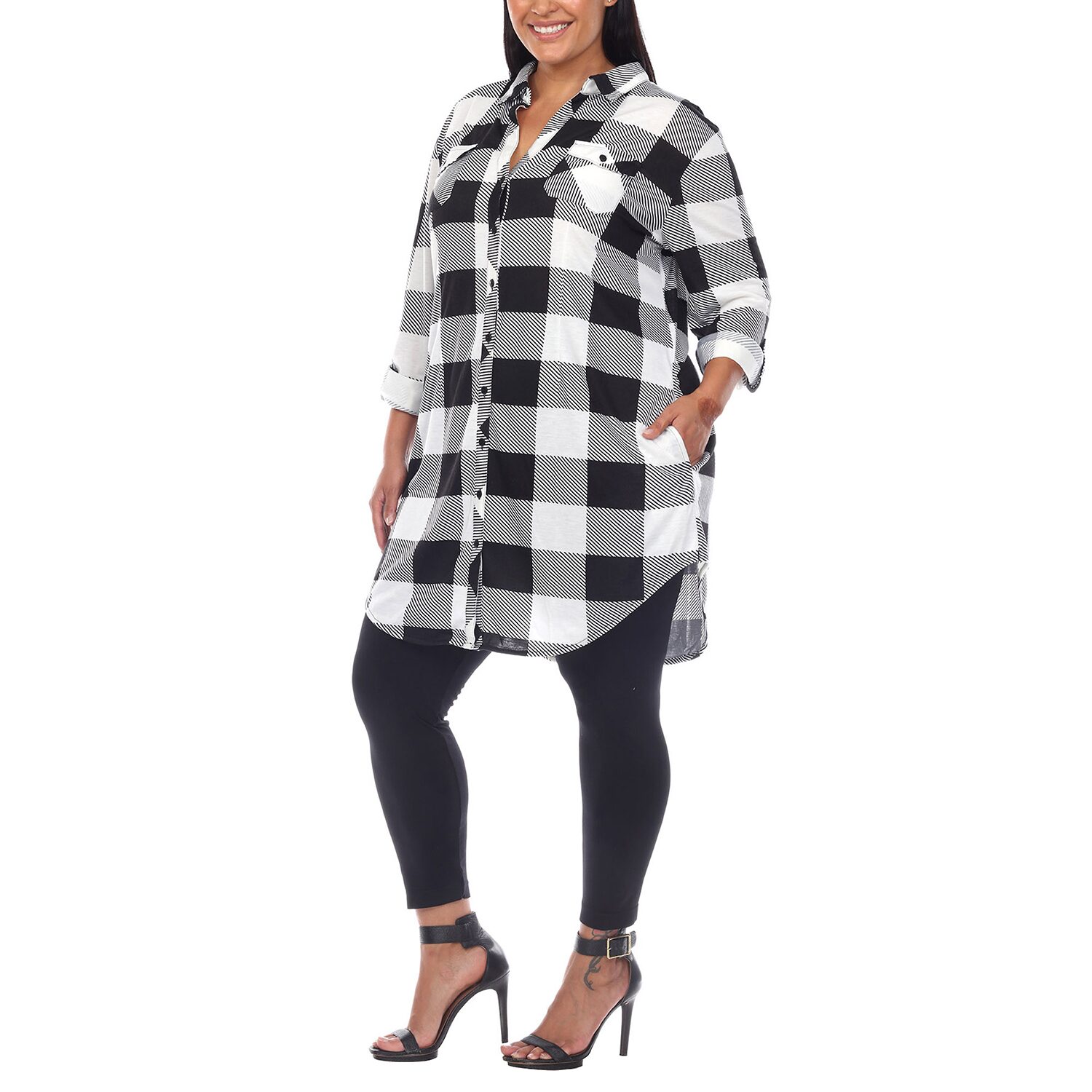 White Mark Plus Womens 3/4 Sleeve Tunic Top